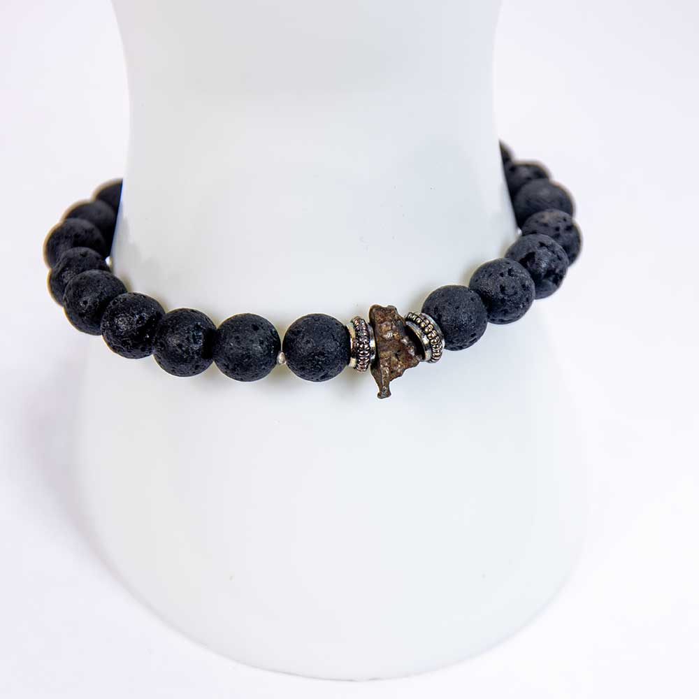 Bracelet Display 8mm Beads Meteorite & Lava Stone (12 pack): Meteorite & Lava Stone