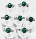 Natural Malachite Stainless Steel Rings 8x10mm