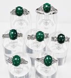 Natural Malachite Stainless Steel Rings 8x10mm