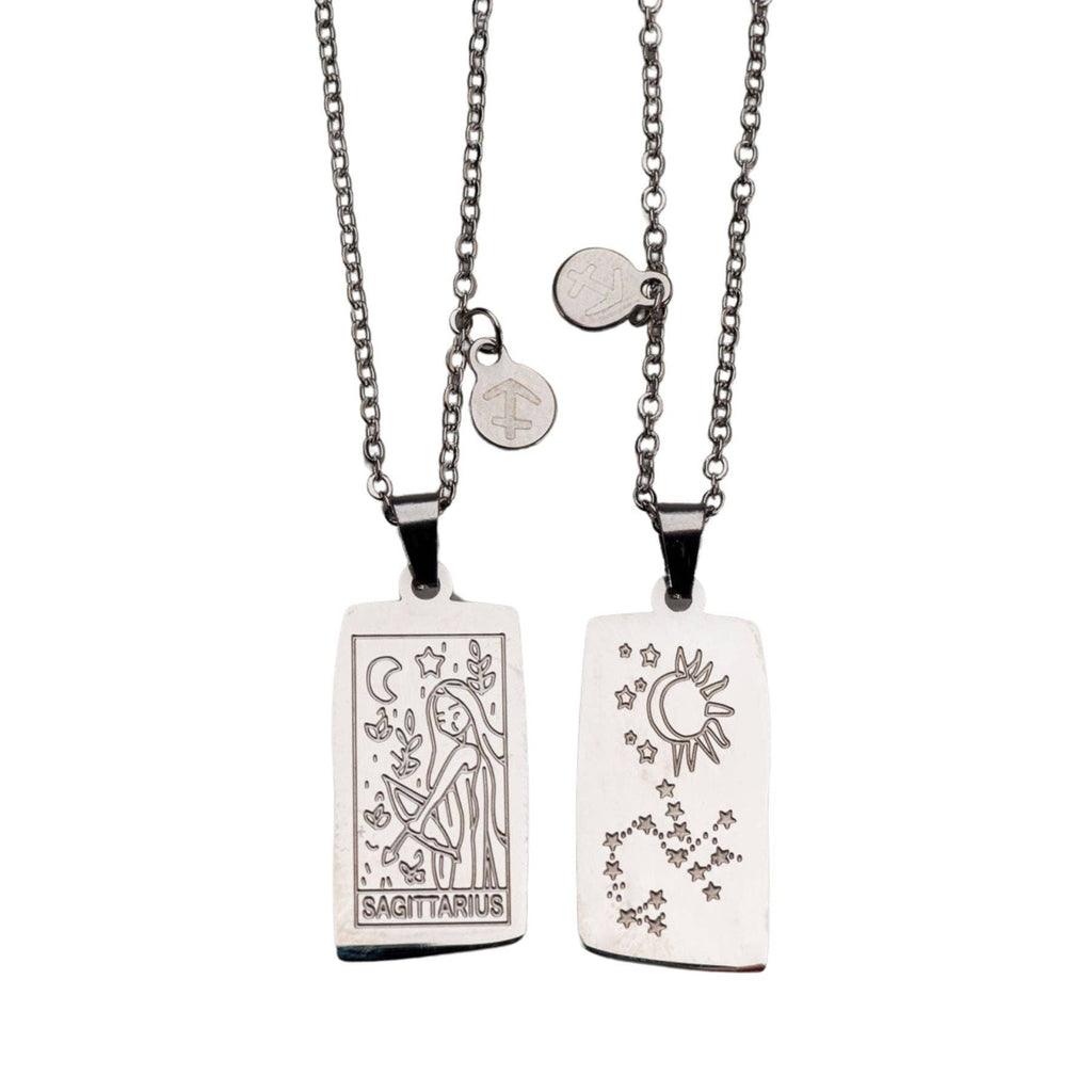 Zodiac Tarot Card & Astrology Necklace: Gold Plated / Aquarius