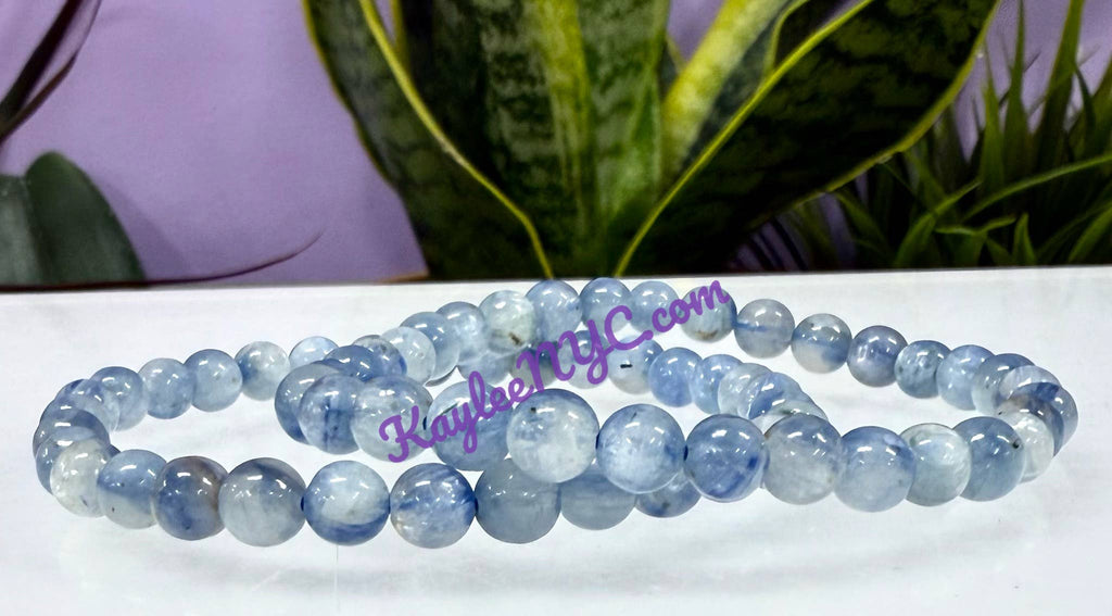 Natural Blue Kyanite 6mm Crystal Healing Stretch Bracelet