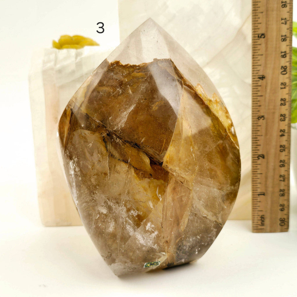 Golden Healer Quartz Crystal Flame Point Cut Base - You Choose #1: 4