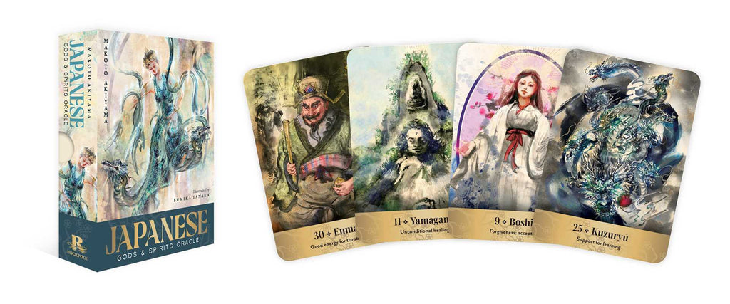 Japanese Gods & Spirits Oracle by Makoto Akiyama: Flashcards 128 pages / English