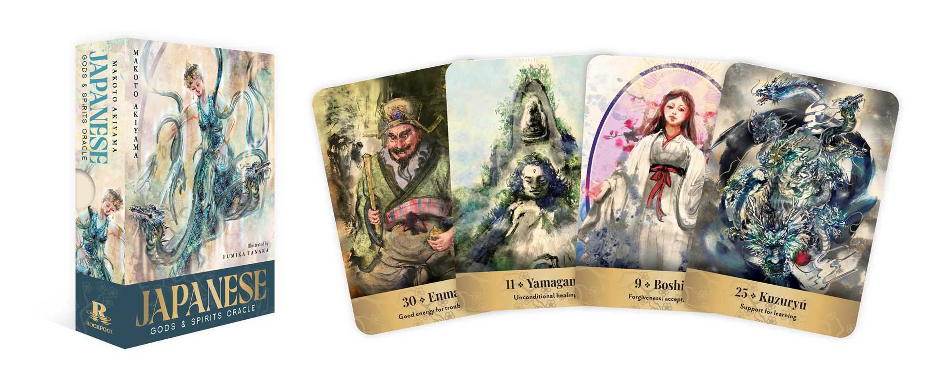 Japanese Gods & Spirits Oracle by Makoto Akiyama: Flashcards 128 pages / English