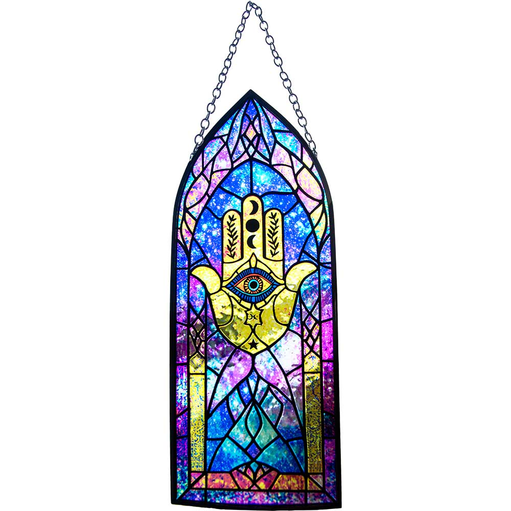 Glass Suncatcher 8in Cathedral - Fatima Hand (Each)
