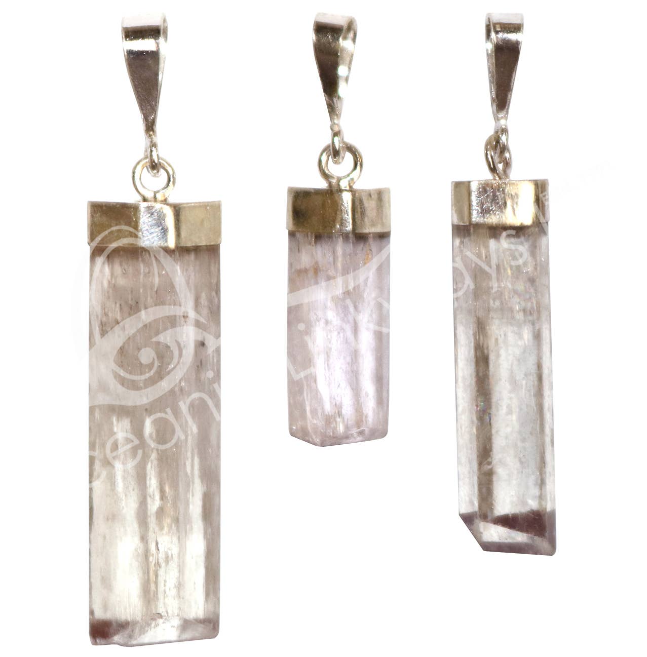 STERLING SILVER - PENDANT KUNZITE POLISHED 1-2"