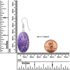 Charoite Earrings – Silver-Plated Bezel, Handmade Design