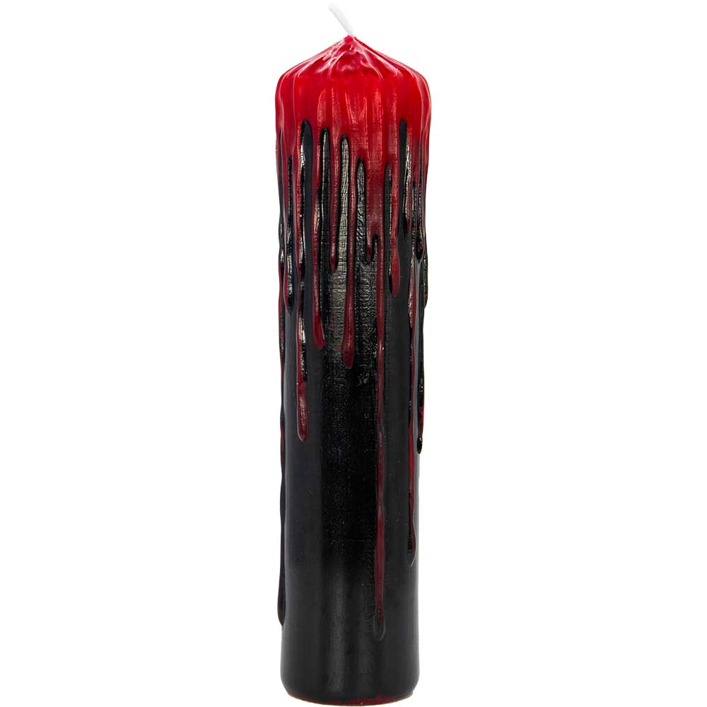 Dripping Colors Pillar Candle - Black/Red (Each): Black/Red