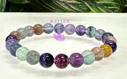 Natural Rainbow Fluorite 8mm Crystal Stretch Bracelet 7.5"