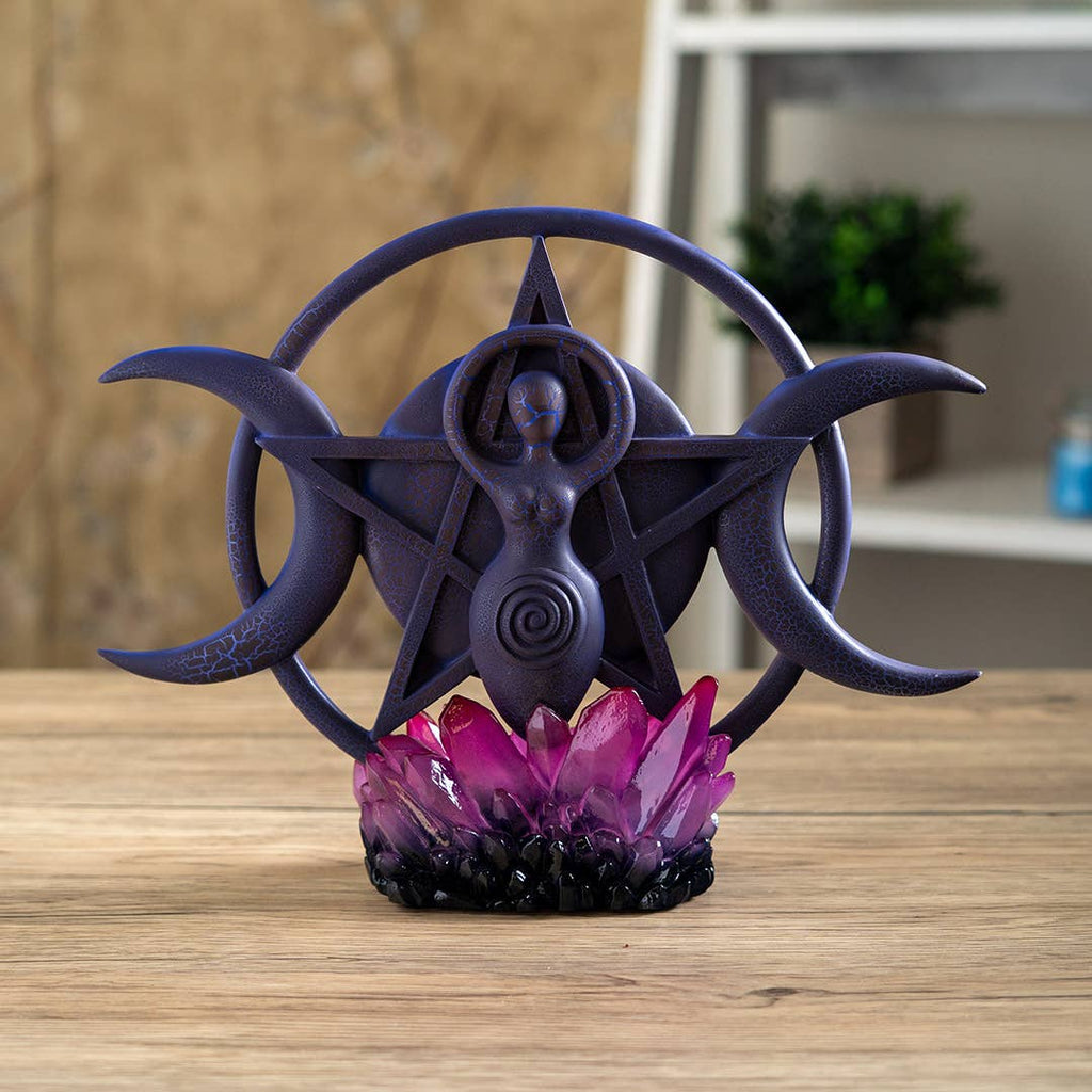 Triple Moon Spiral Goddess with LED Base