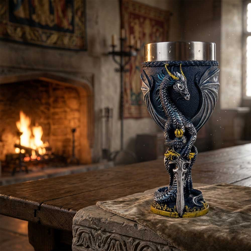 Stainless Steel Chalice - Medieval Dragon w/ Sword (Each): Medieval Dragon