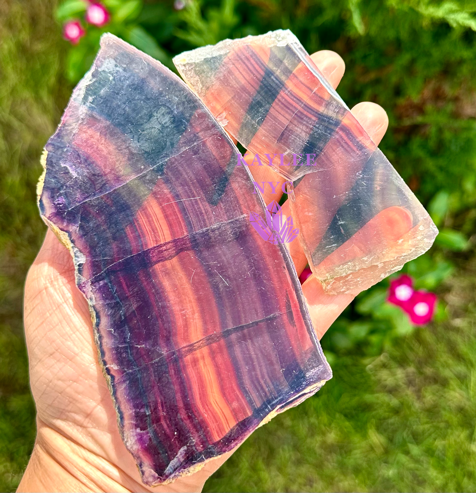 2 lbs Natural Fluorite Slab Crystal Healing Energy