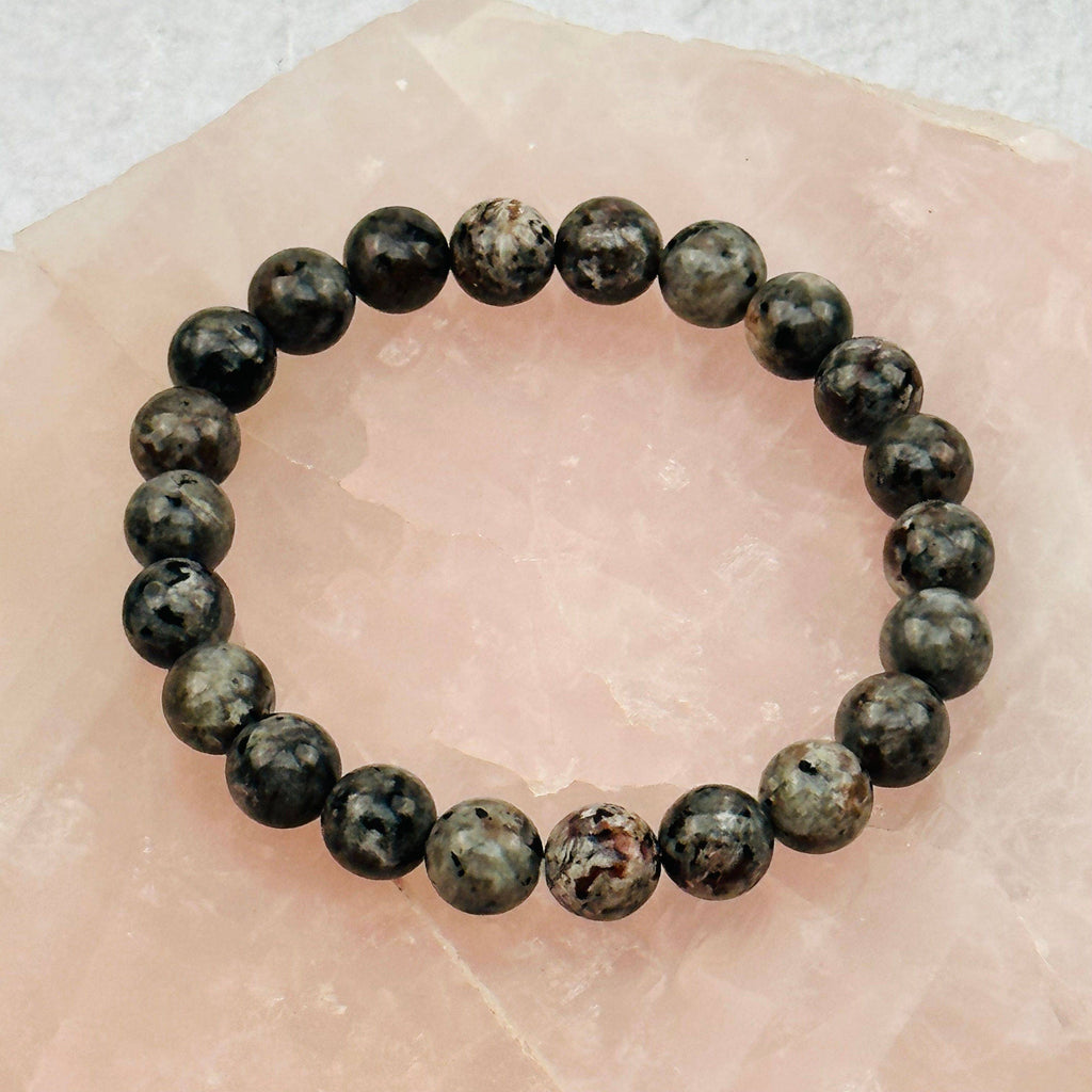 Yooperlite Round Bead Crystal Bracelets - UV Reactive! Gemstone Stretch Bracelet