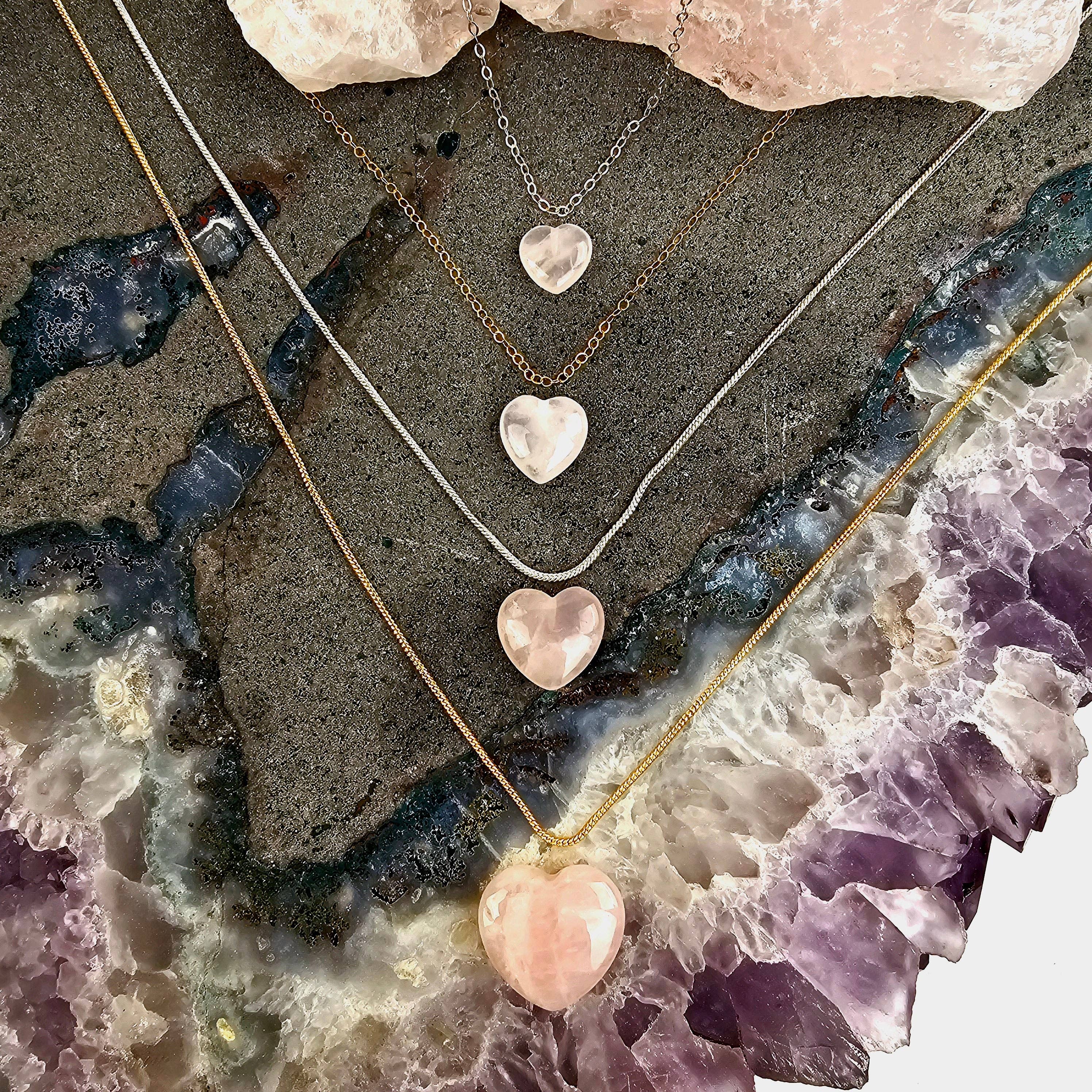 Rose Quartz Crystal Hearts - By Size : Size 2