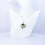 Pendant Faceted Hexagon Seed of Life - Rainbow Moonstone: Moonstone rainbow moonstone
