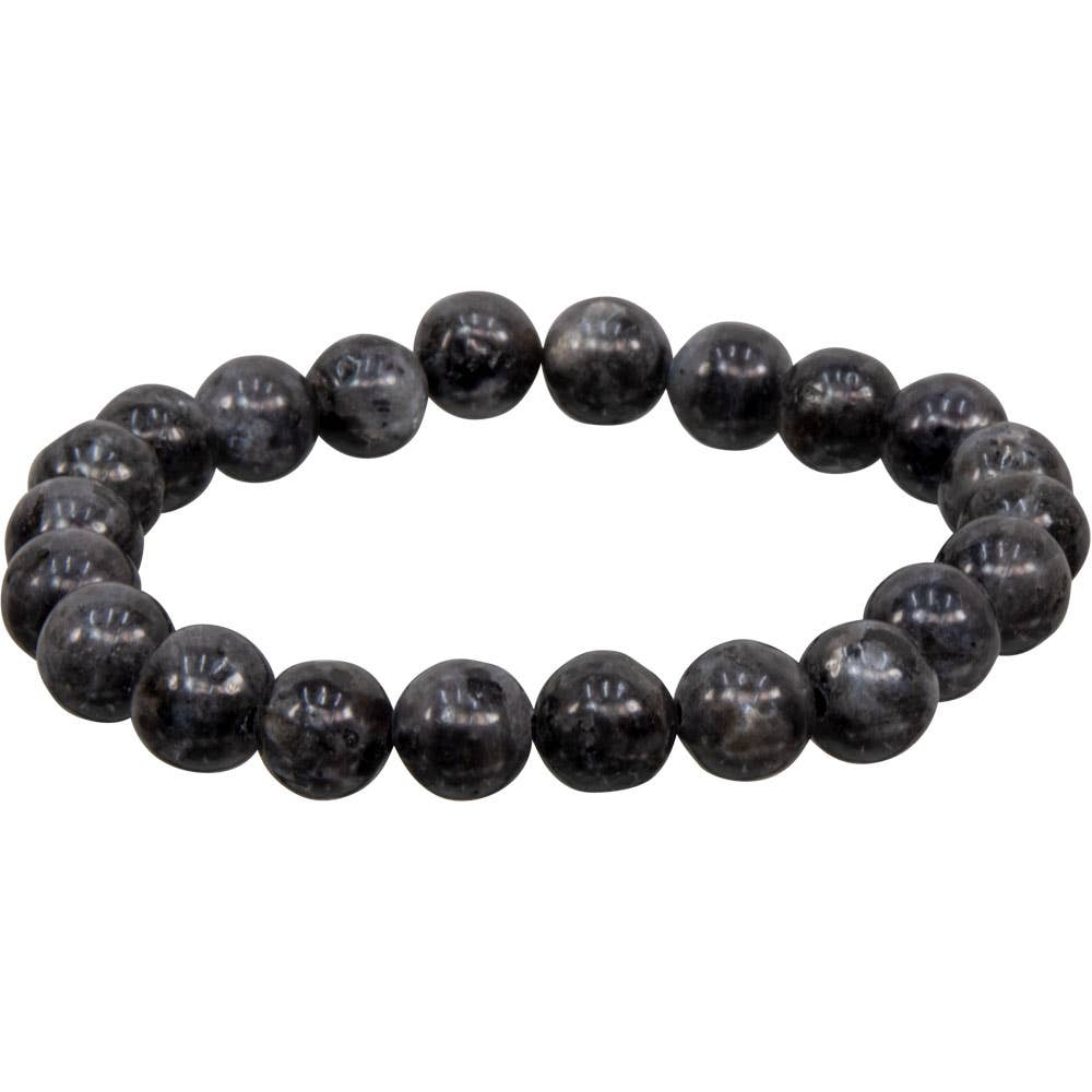 Elastic Bracelet 8mm Round Beads - Black Labradorite (Each)