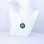 Gemstone Pendant Faceted Hexagon Seed of Life - Bloodstone: Bloodstone