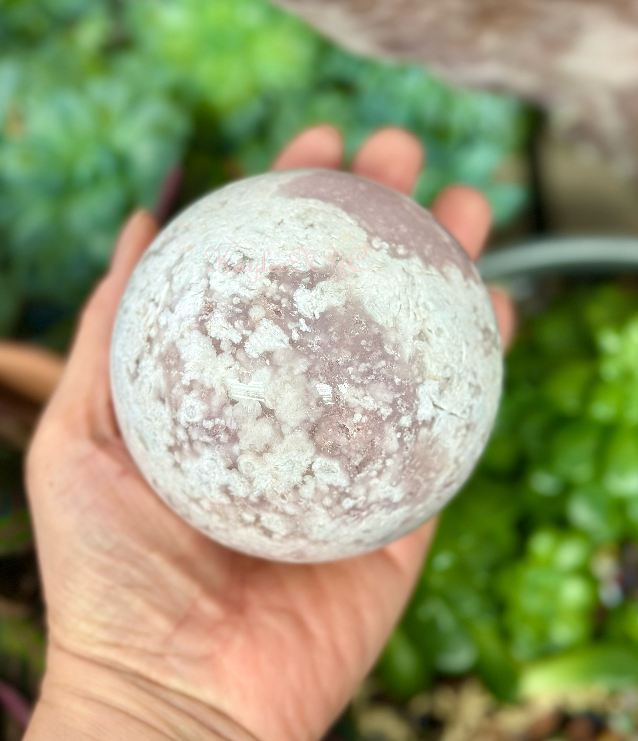 4Pcs Natural Pink Amethyst w Flower Agate Sphere 3.8-4 lbs