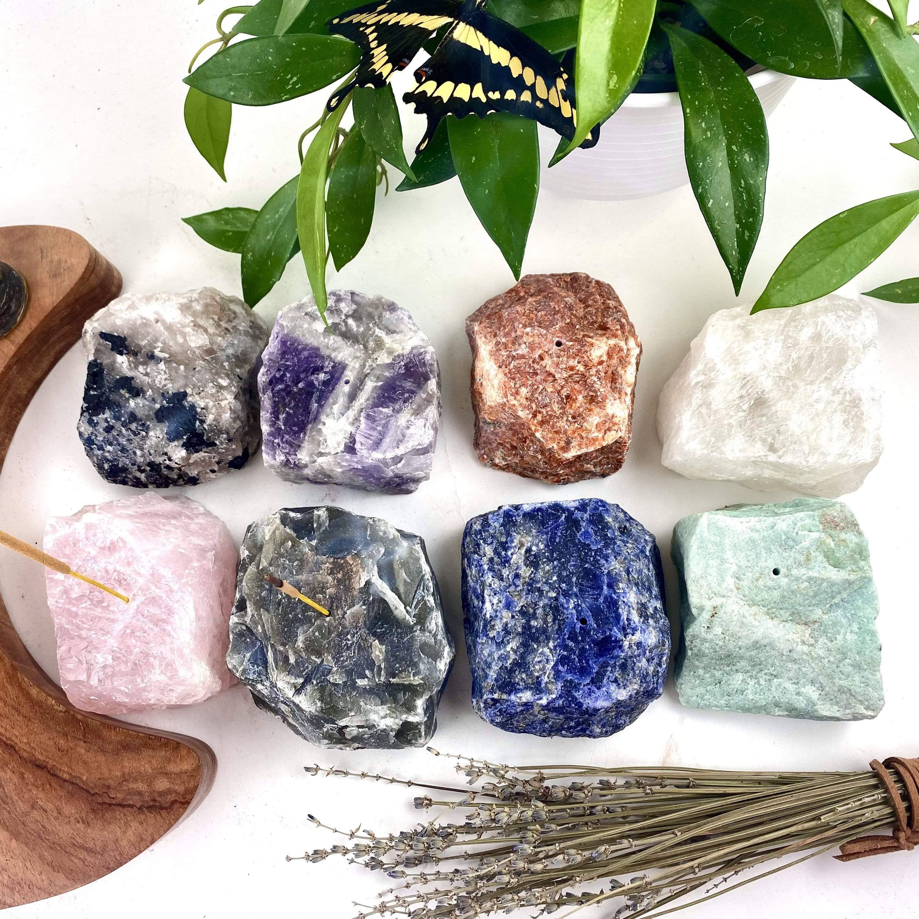 Rough Stone Crystal Incense Burner - Incense Holder: Amethyst