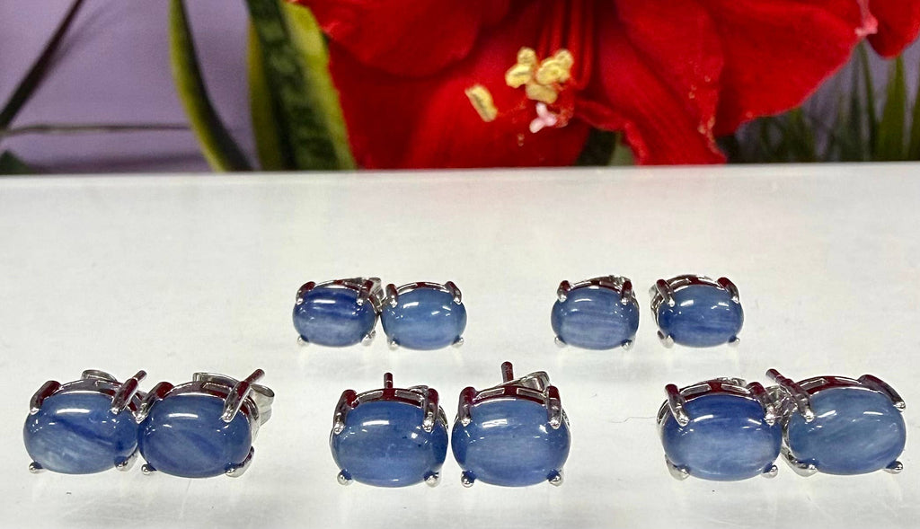 Natural Blue Kyanite Stud Earring 6x8mm