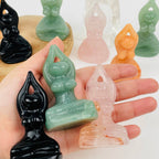 Crystal Gemstone Meditating Goddess - You Choose Stone: Rose Quartz