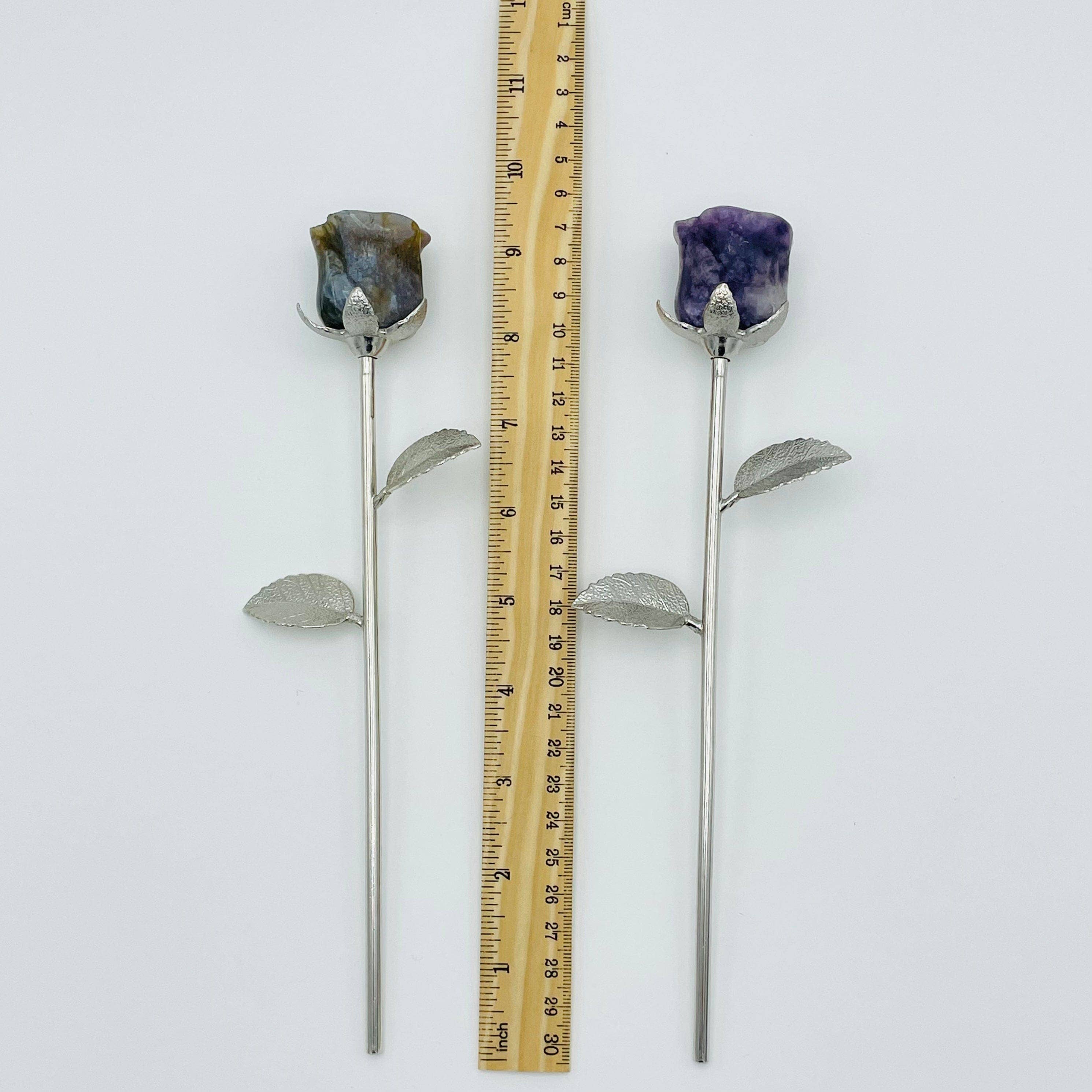 Crystal Rose - Carved Stone -: Yooperlite / Silver