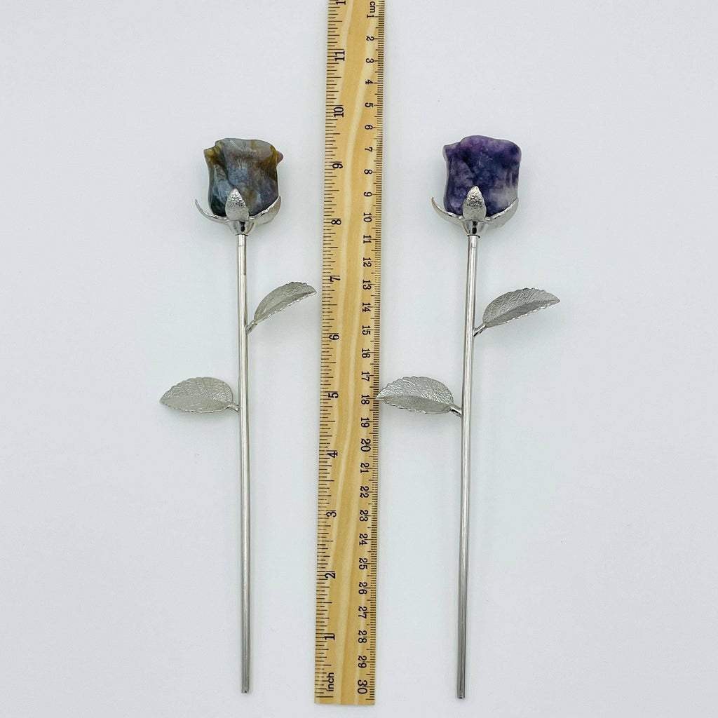 Crystal Rose - Carved Stone -: Yooperlite / Gold