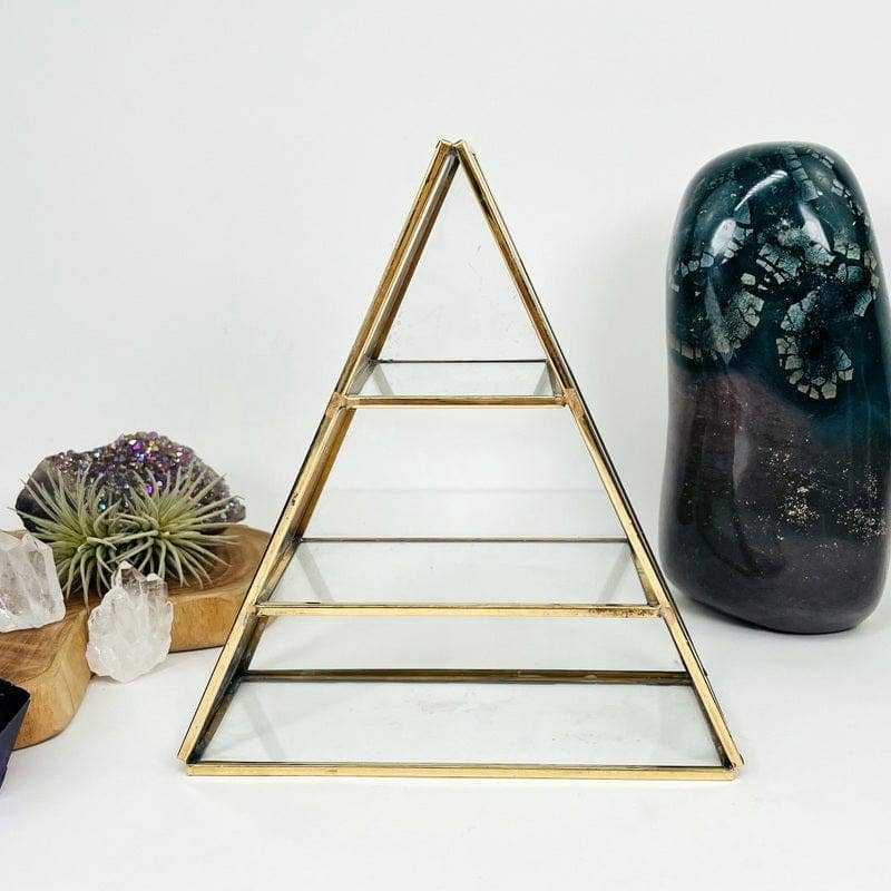 Crystal Display Shelf Brass and Glass Alter Display