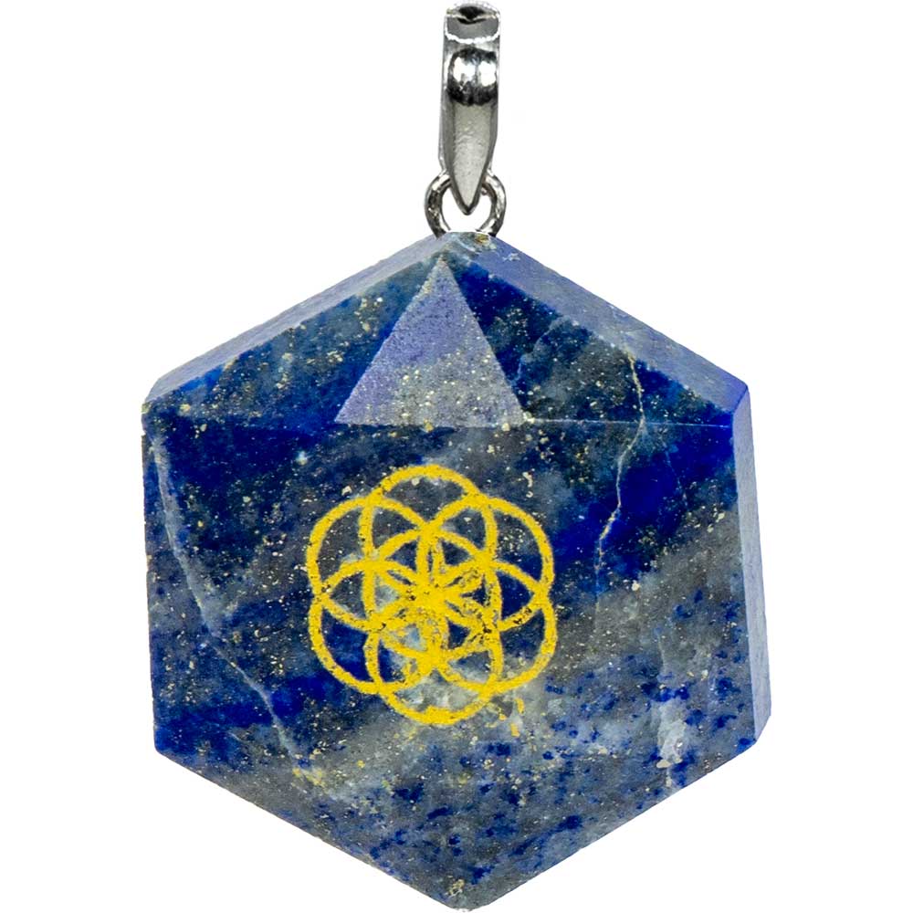 Gemstone Pendant Faceted Hexagon Seed of Life - Lapis (Each): Lapis