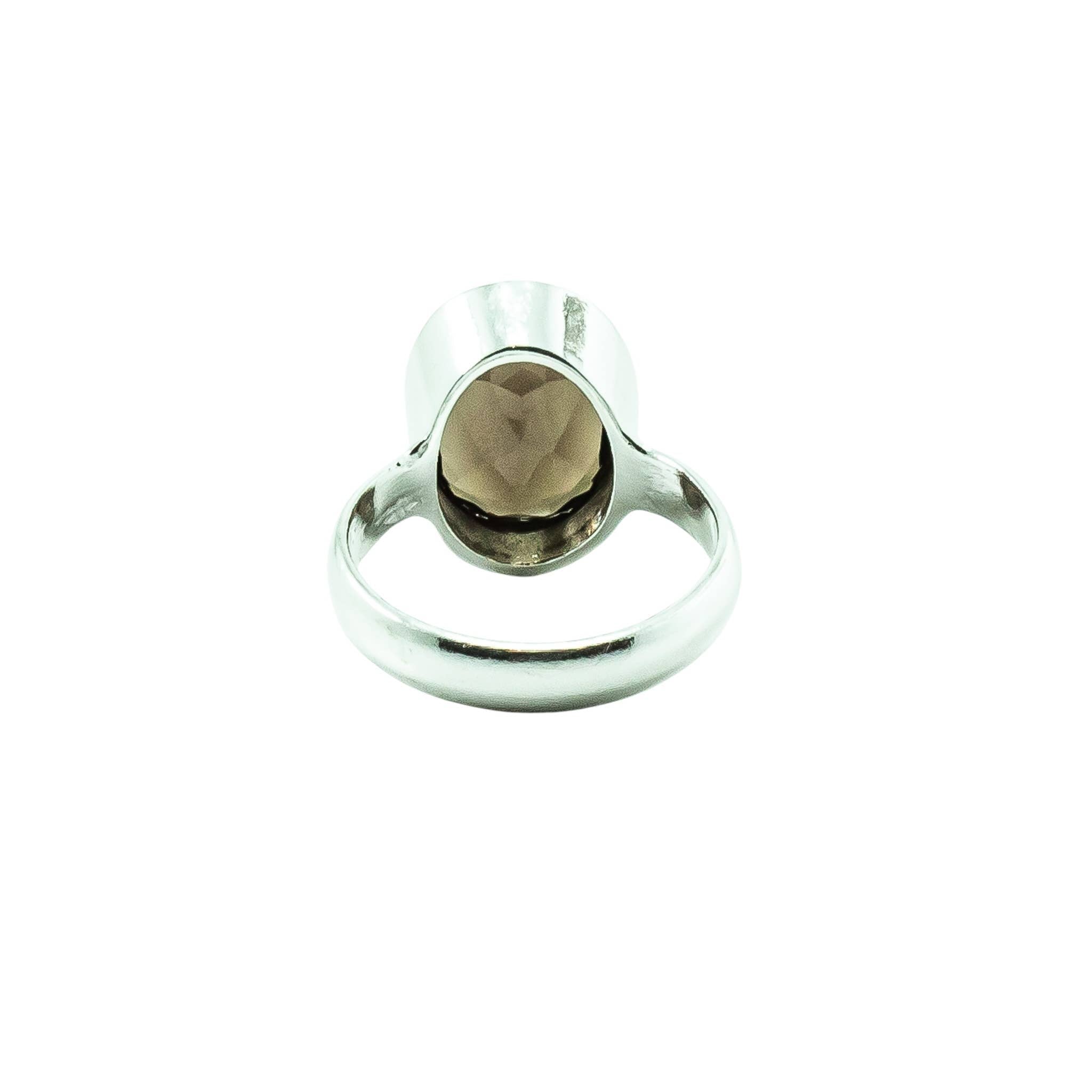 Smoky Quartz Silver Ring Oval Statement Unisex : 8