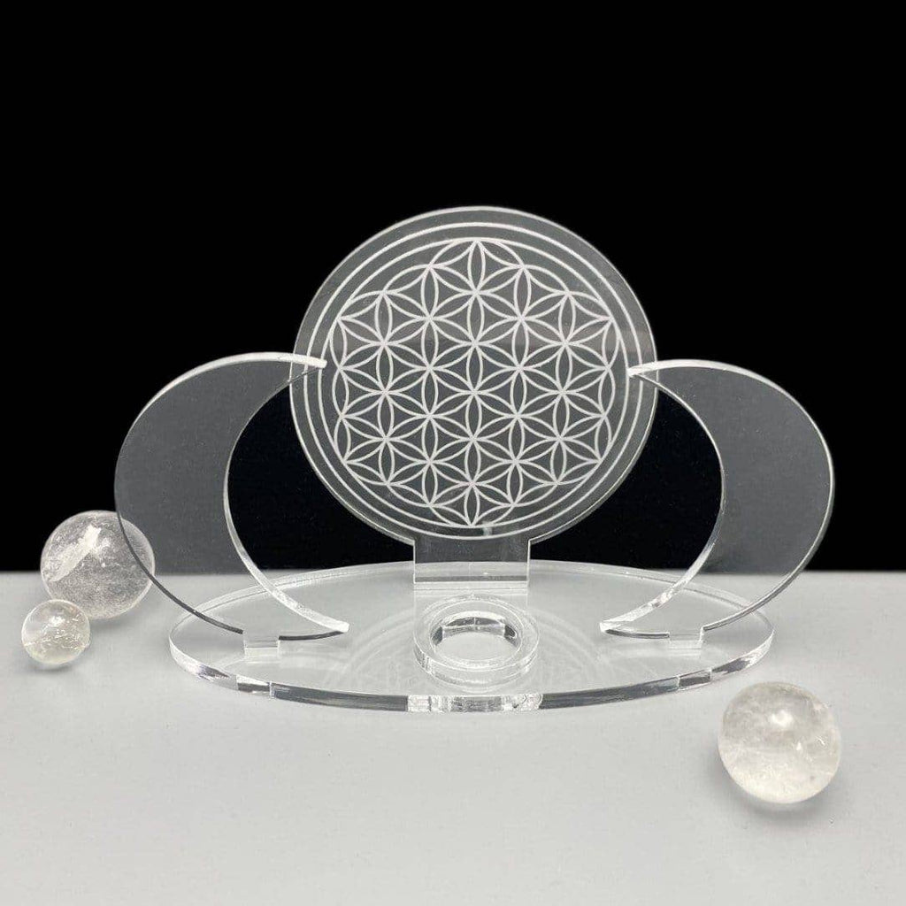 Acrylic Sphere Crystal Holder Moons - Flower of Life