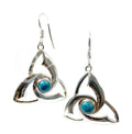 STERLING SILVER - EARRINGS TRIQUETRA CHRYSOCOLLA 1"W X