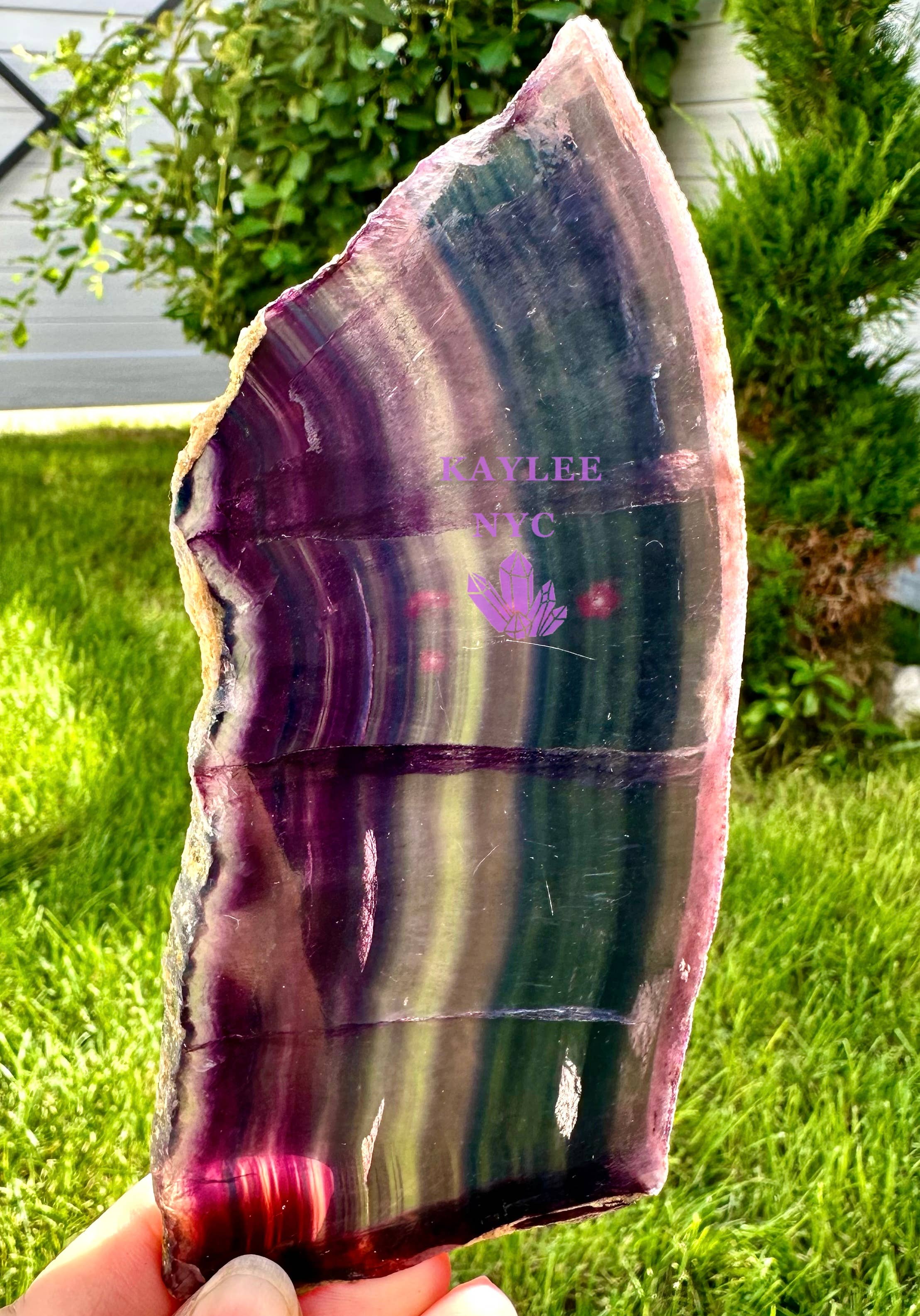 2 lbs Natural Fluorite Slab Crystal Healing Energy