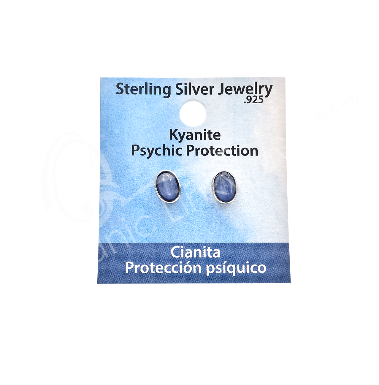 STERLING SILVER - EARRING STUDS KYANITE OVAL 8 MM L