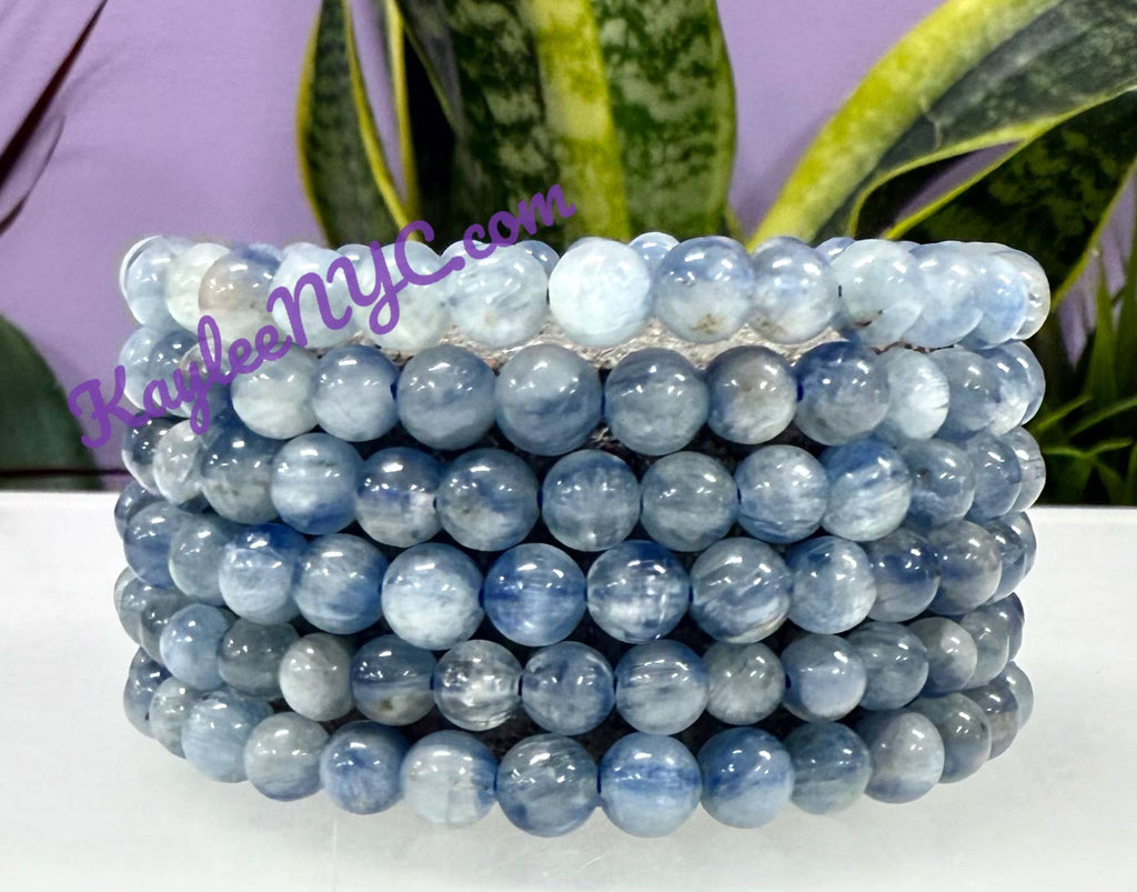 Natural Blue Kyanite 6mm Crystal Healing Stretch Bracelet