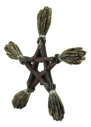 Witches Broomstick Pentagram Wall Plaque
