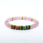 Chakra Rose Quartz Stretch Roundel Bracelet