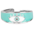 WIDE BAND EVIL EYE ADJUSTABLE RING