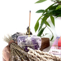 Rough Stone Crystal Incense Burner - Incense Holder: Amethyst