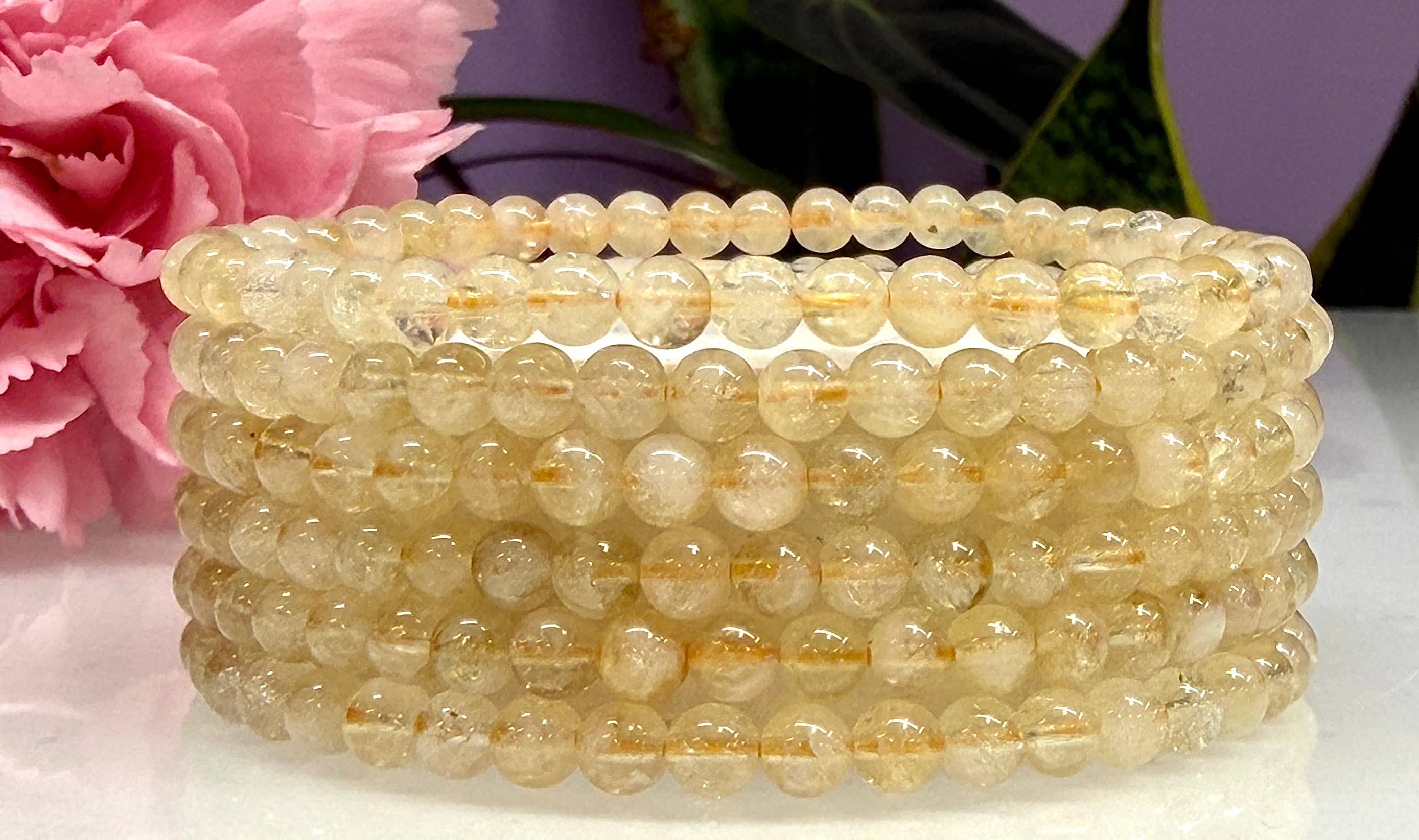 Citrine 4mm 7.5” Crystal Healing Stretch Bracelets 