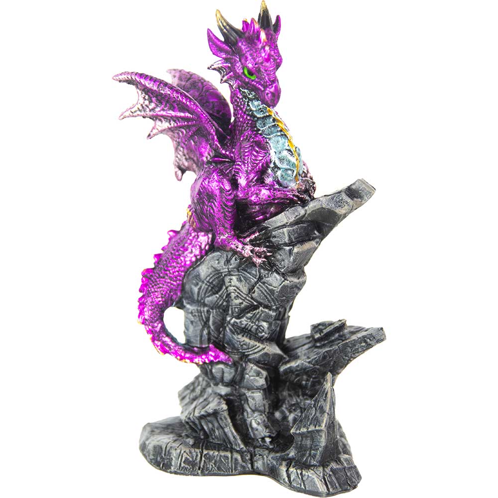 Polyresin Dragon Figurine - On Rocks w/ Skulls (Set of 4)