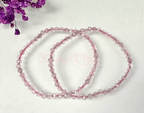 Natural Rose Quartz 4mm Faceted Crystal Stretch Bracelet