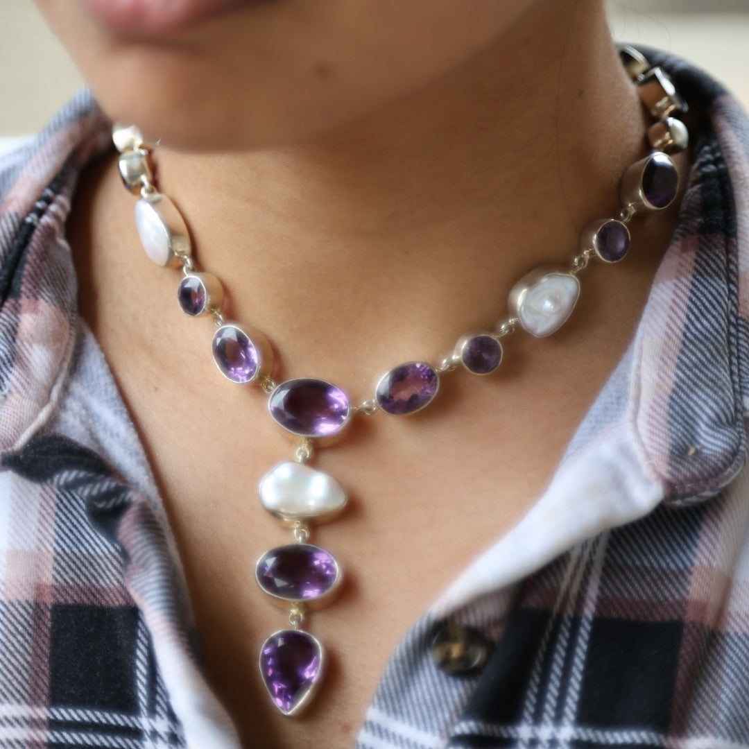 Amethyst Pearl Necklace