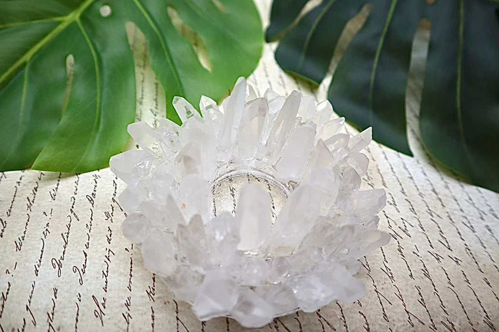 Clear Quartz Candle Holder