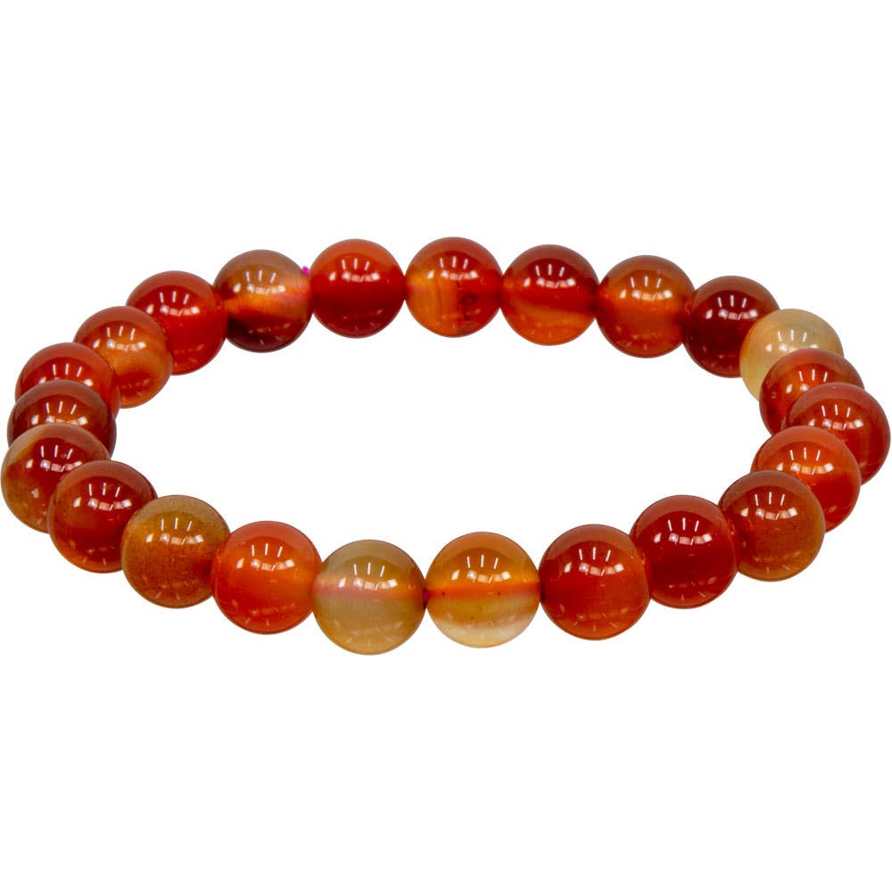 Elastic Bracelet 8mm Round Beads - Brown Red Agate (Each)