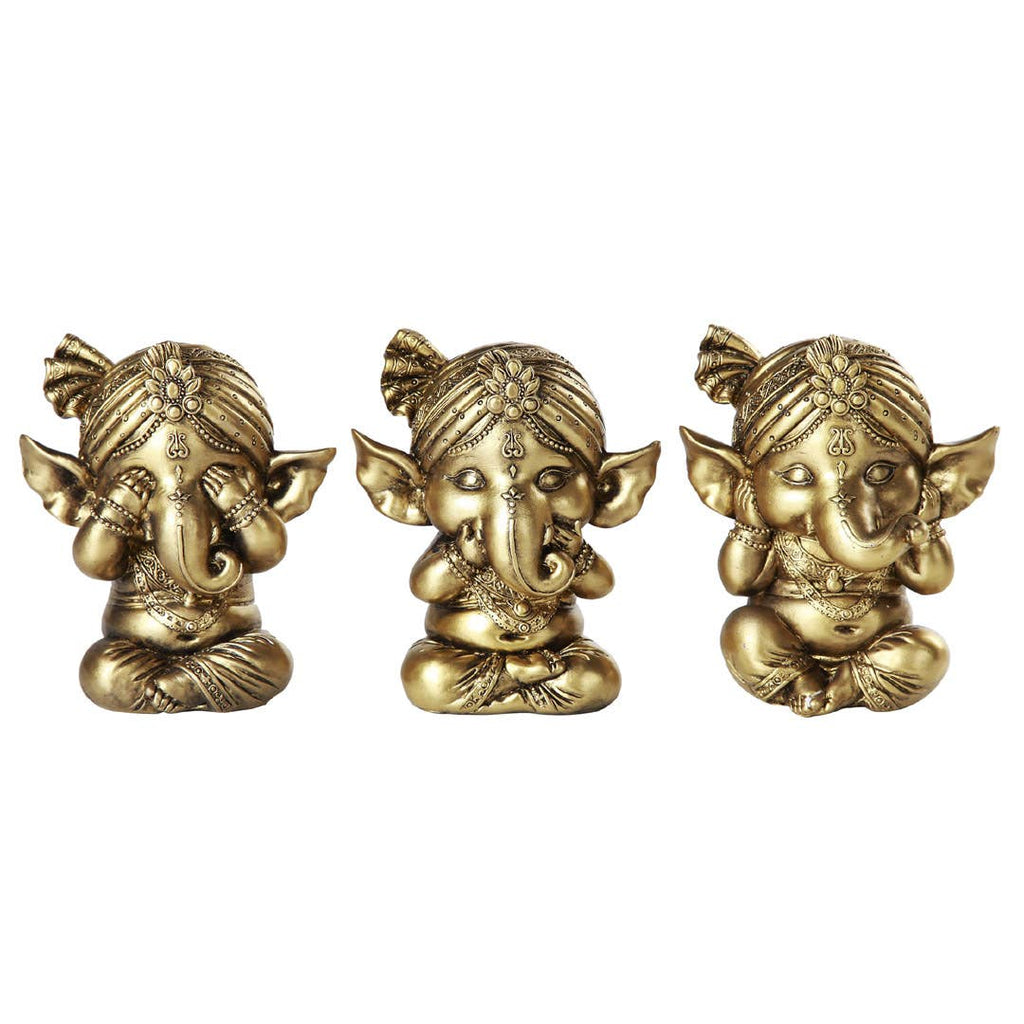 Set of 3 Hear, Speak, See No Evil Lord Ganesha Statues