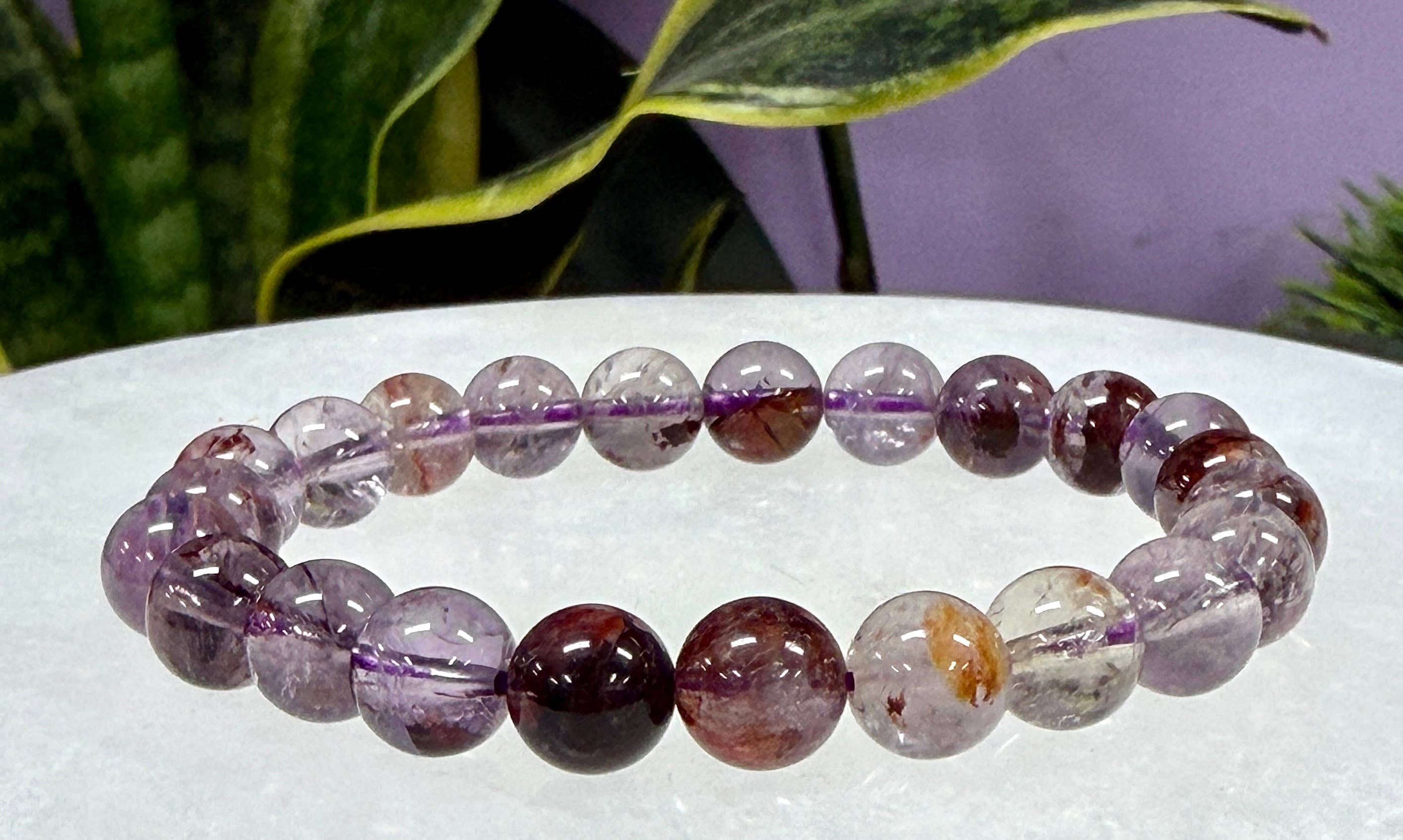 8mm Natural Super 7 Crystal Healing Stretch Bracelet 7.5"