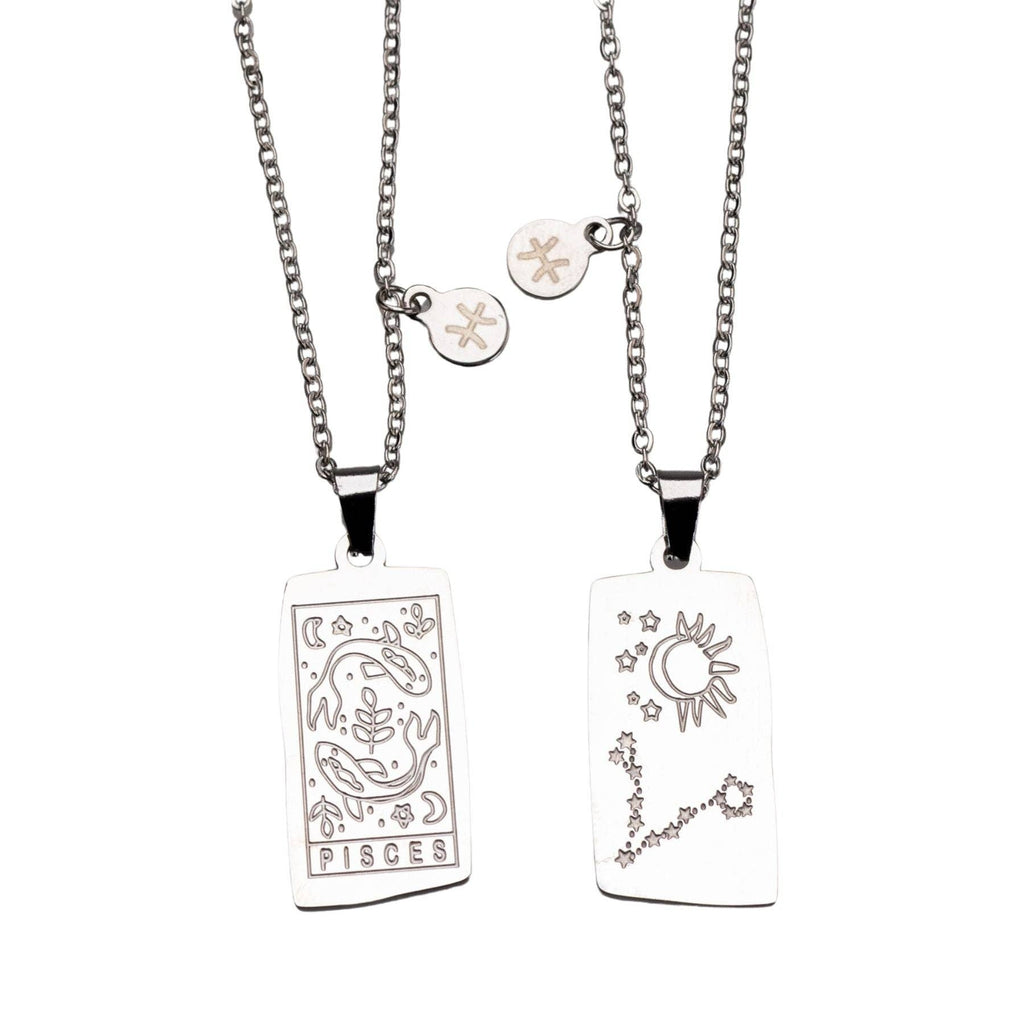 Zodiac Tarot Card & Astrology Necklace: Gold Plated / Pisces