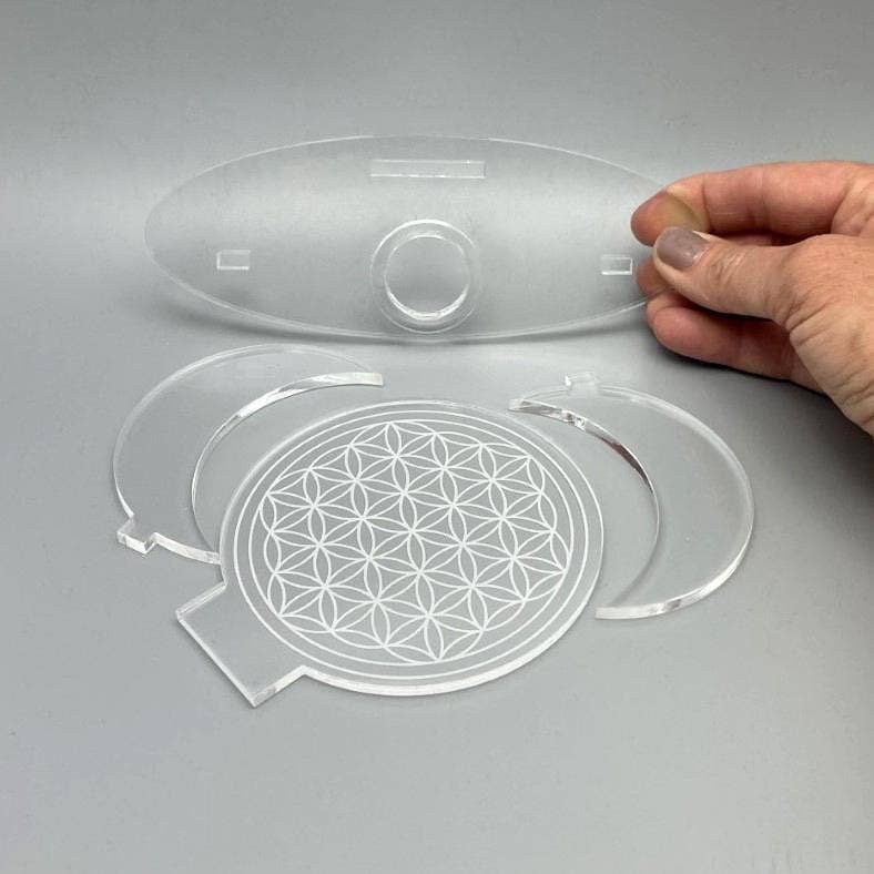Acrylic Sphere Crystal Holder Moons - Flower of Life