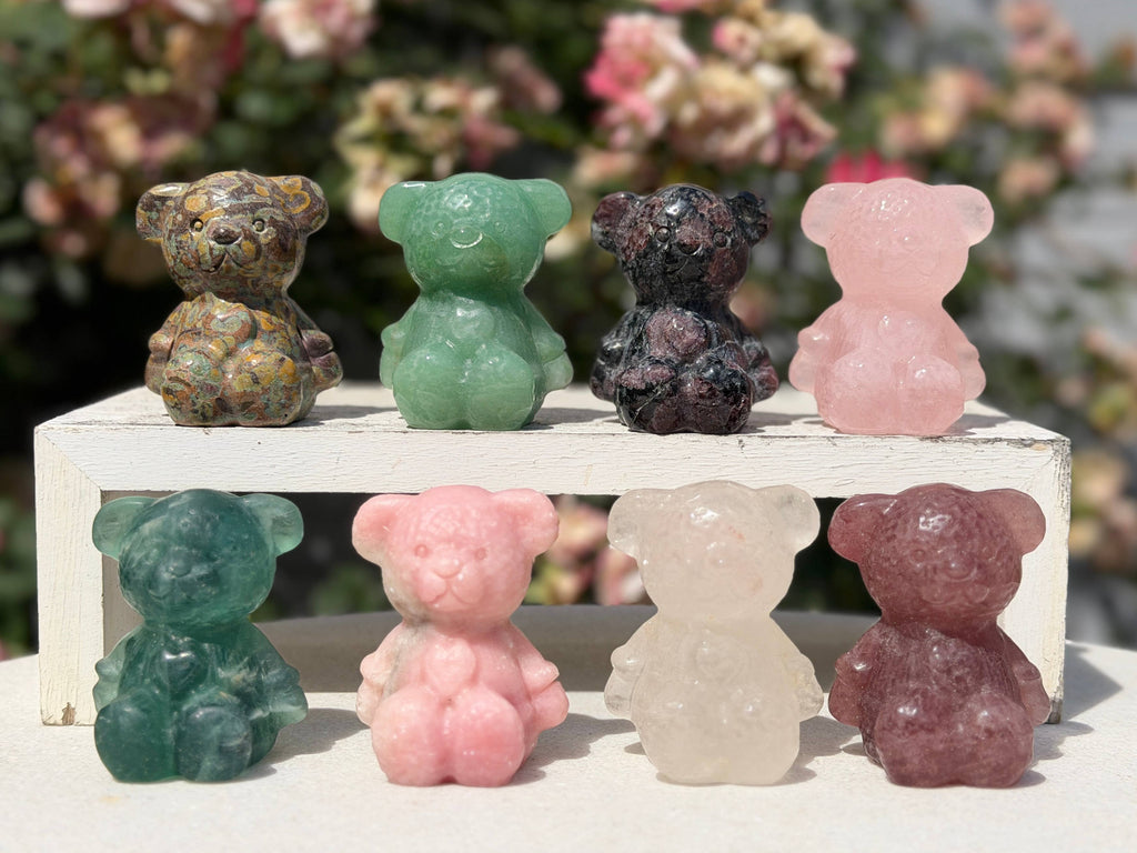 6cm Natural Crystal Teddy Bears Healing Energy